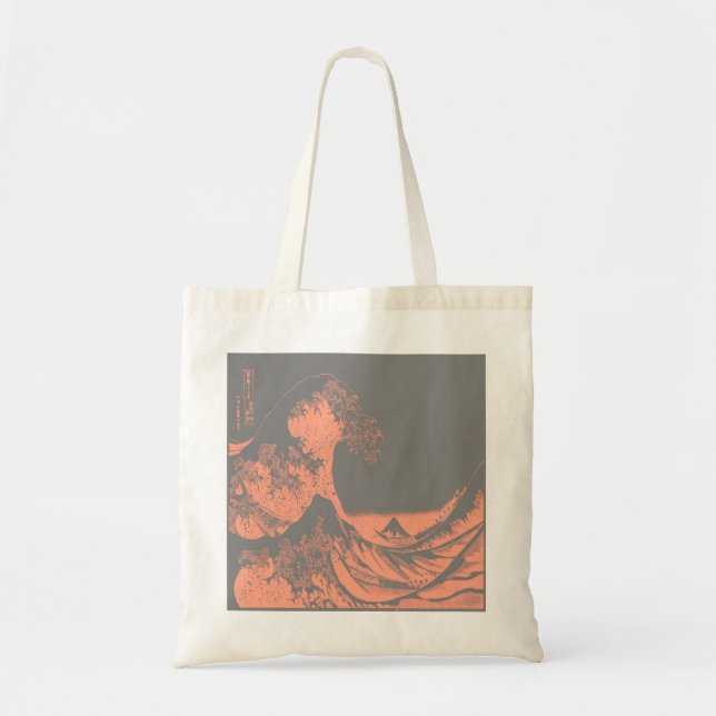 Die große Wave Tote Tasche Peach & Gray (Vorne)
