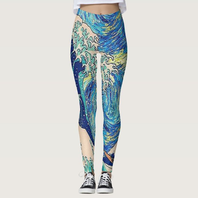 Die große Welle ab Kanagawa die Sternennacht Leggings (Vorderseite)