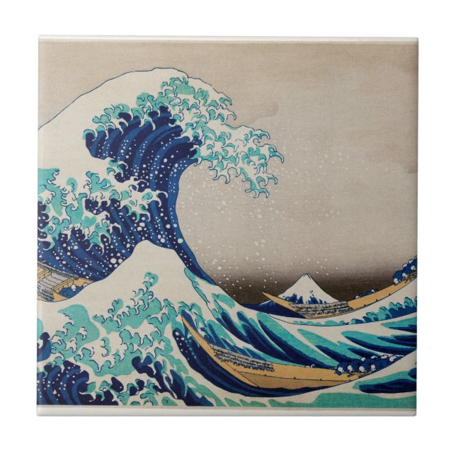 Die große Welle, berühmtes japanisches Bild Fliese (Vorderseite)