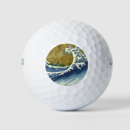 Die große Welle (blaue und goldene japanische Kuns Golfball