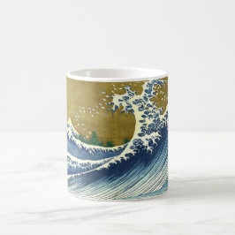 Die große Welle (blaue und goldene japanische Kuns Kaffeetasse