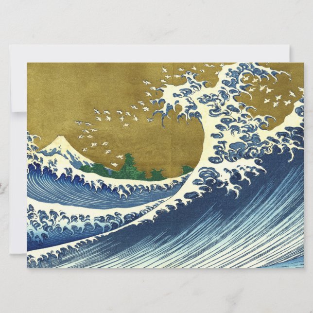 Die große Welle (blaue und goldene japanische Kuns Karte (Vorderseite)