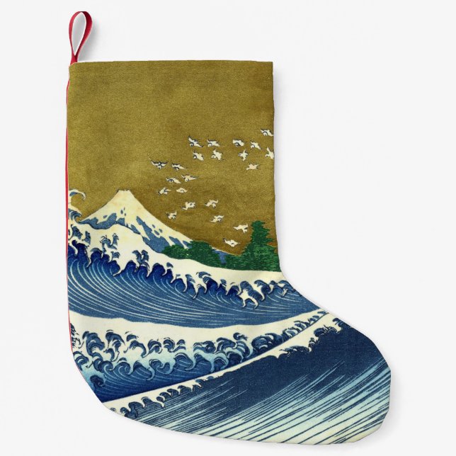 Die große Welle (blaue und goldene japanische Kuns Kleiner Weihnachtsstrumpf (Vorderseite)