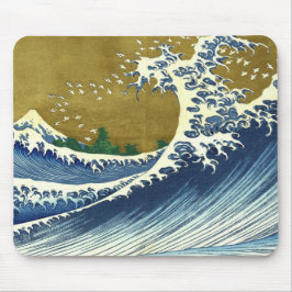 Die große Welle (blaue und goldene japanische Kuns Mousepad
