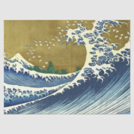 Die große Welle (blaue und goldene japanische Kuns Seidenpapier