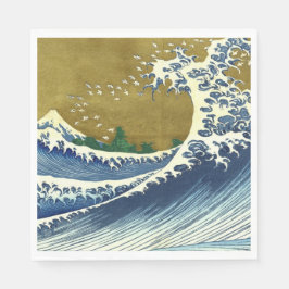 Die große Welle (blaue und goldene japanische Kuns Serviette