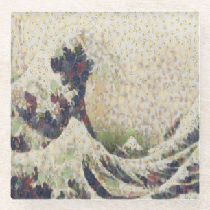 Die große Welle der Honeydew Melon Kunsthandwerk Glasuntersetzer