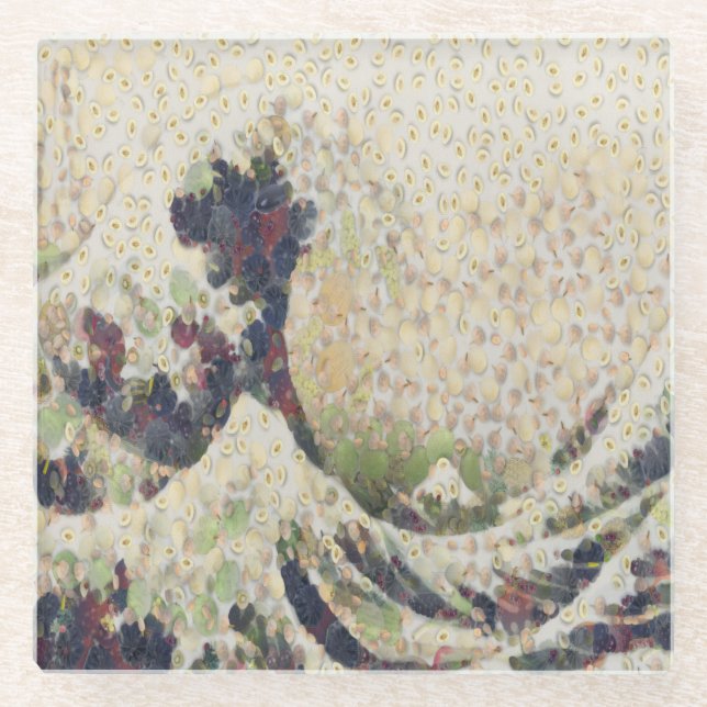 Die große Welle der Honeydew Melon Kunsthandwerk Glasuntersetzer (Vorderseite)