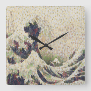 Die große Welle der Honeydew Melon Kunsthandwerk Quadratische Wanduhr