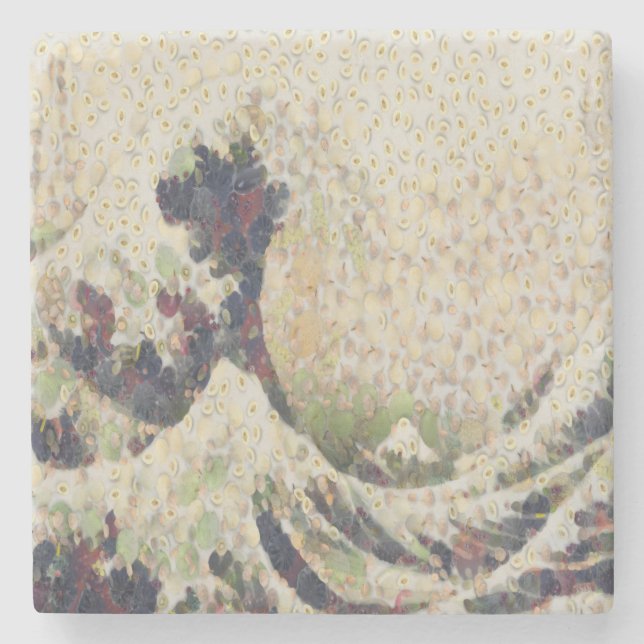 Die große Welle der Honeydew Melon Kunsthandwerk Steinuntersetzer (Vorderseite)