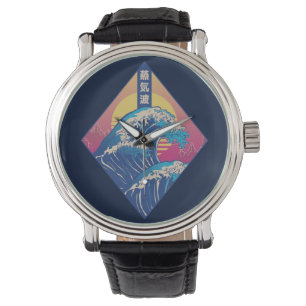 Die große Welle der Vaporwelle Armbanduhr