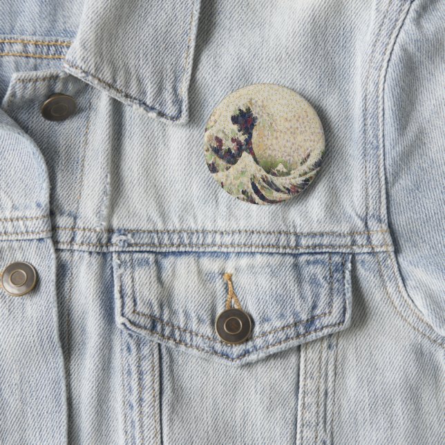 Die große Welle des Honigmelonen-Feinspasskunstwer Button (Beispiel)