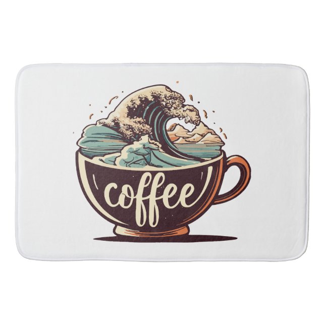 Die große Welle des Kaffees Badematte (Vorderseite)