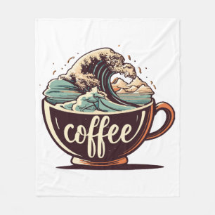 Die große Welle des Kaffees Fleecedecke