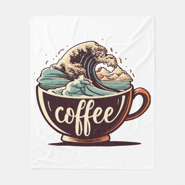 Die große Welle des Kaffees Fleecedecke (Vorderseite)