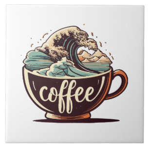 Die große Welle des Kaffees Fliese