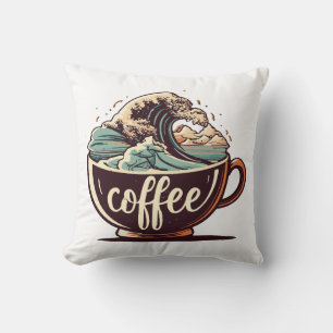 Die große Welle des Kaffees Kissen