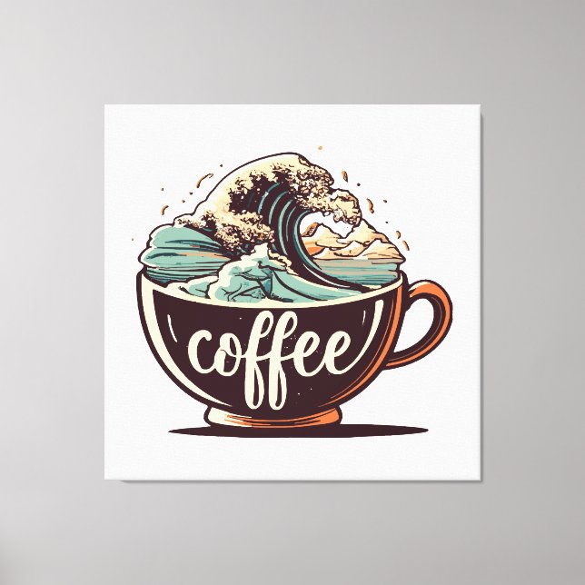 Die große Welle des Kaffees Leinwanddruck (Vorderseite)