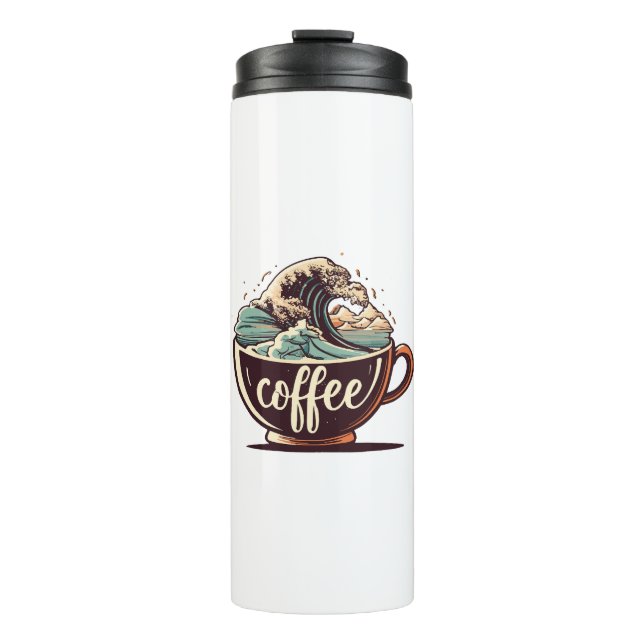 Die große Welle des Kaffees Thermosbecher (Vorderseite)