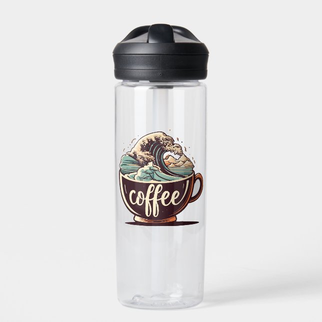 Die große Welle des Kaffees Trinkflasche (Vorderseite)