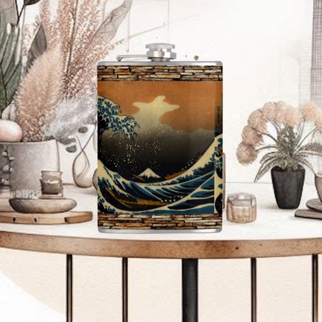 Die große Welle des Vintagen japanischen Künstlers Flachmann (The Great Wave of Kanagawa Vintage Japanese Artist Flask)