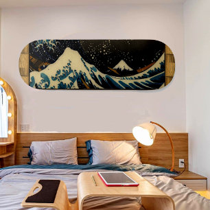 Die große Welle des Vintagen japanischen Künstlers Skateboard