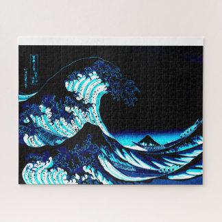 Die Große Welle Dunkelblau Puzzle