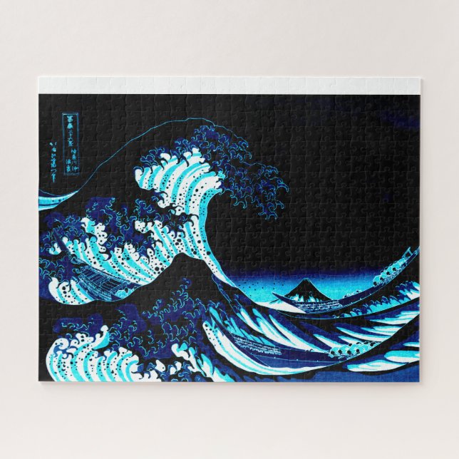 Die Große Welle Dunkelblau Puzzle (Horizontal)