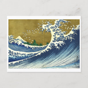 Die große Welle Farbe Hokusai Postkarte