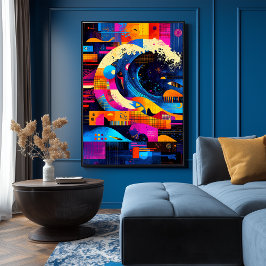 Die große Welle interpretierte in der Abstraktion Poster