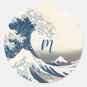 Die große Welle - Japanische Kunst Runder Aufkleber