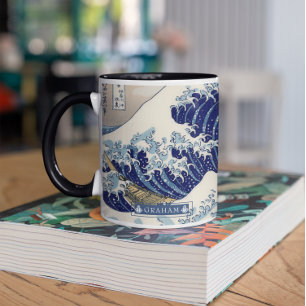 Die große Welle   Monogramm-Tasse Tasse