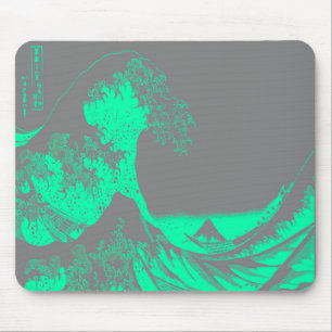 Die große Welle Seafoam Grün & Grau Mousepad