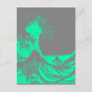 Die große Welle Seafoam Grün & Grau Postkarte