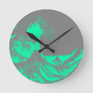 Die große Welle Seafoam Grün & Grau Runde Wanduhr
