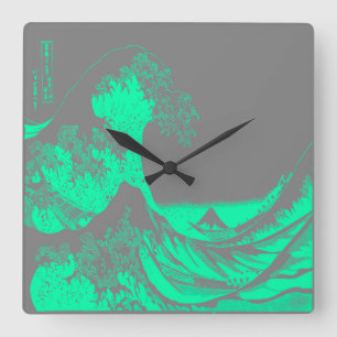 Die große Welle Seafoam Grün & Grau Uhr