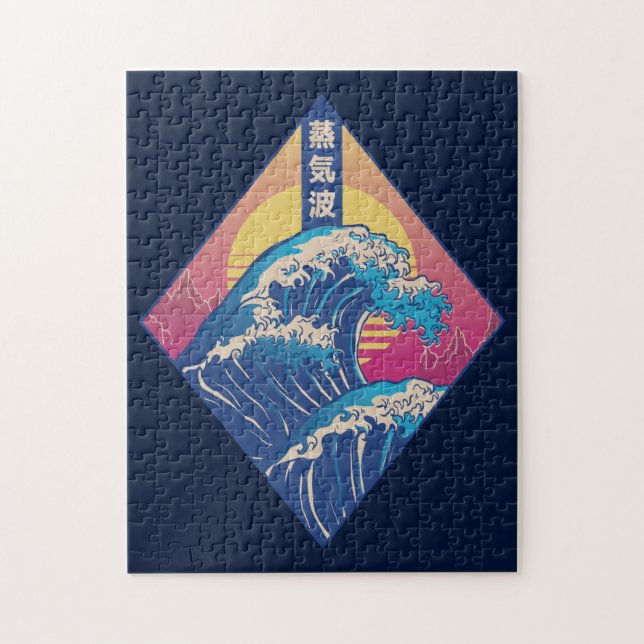 Die große Welle Vaporwave Puzzle (Vertikal)