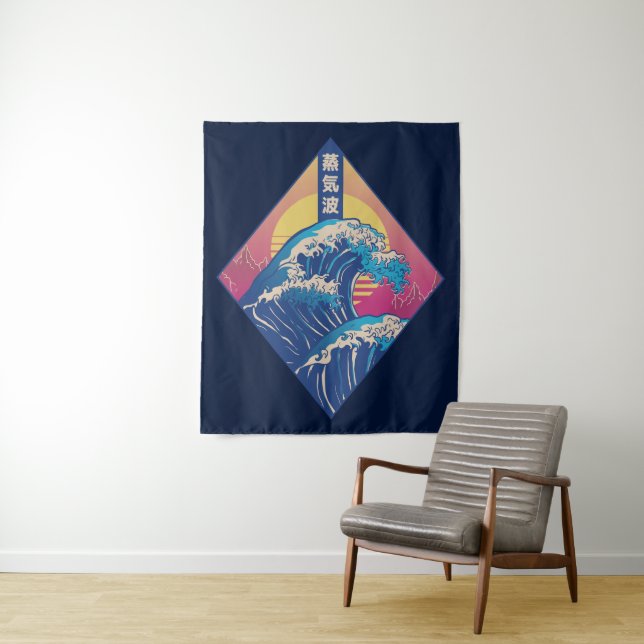 Die große Welle Vaporwave Wandteppich (Beispiel)