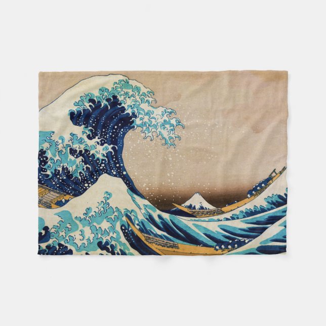 Die große Welle von Hokusai Fleecedecke (Vorderseite (Horizontal))