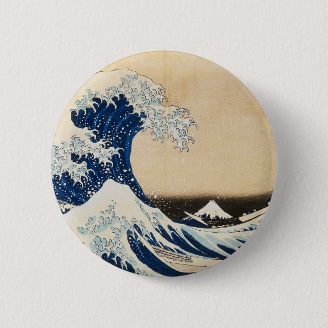 Die große Welle von Hokusai vor Kanagawa Button (Vorderseite)