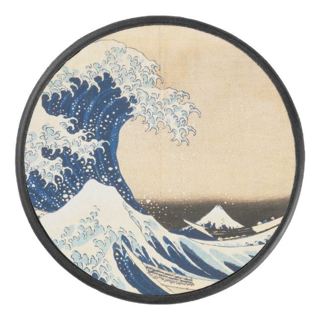 Die große Welle von Hokusai vor Kanagawa Eishockey Puck (Vorderseite)