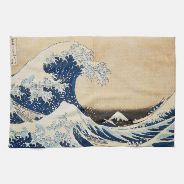 Die große Welle von Hokusai vor Kanagawa Geschirrtuch (Horizontal)