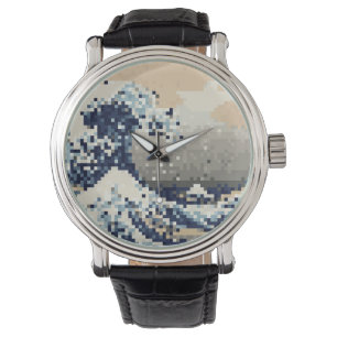 Die große Welle von Kanagawa 8 Bit Pixel Art Armbanduhr