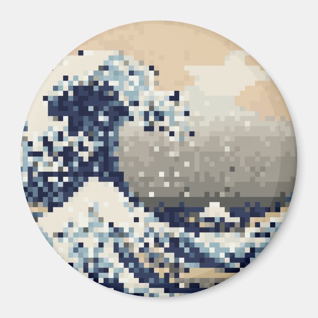 Die große Welle von Kanagawa 8 Bit Pixel Art Magnet (Vorne)