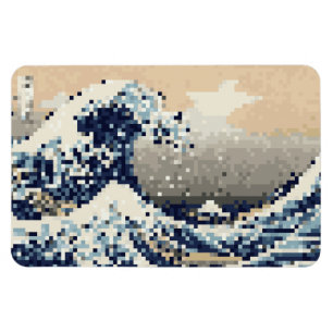 Die große Welle von Kanagawa 8 Bit Pixel Art Magnet