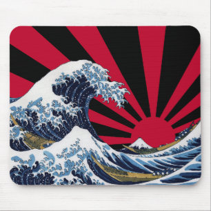Die große Welle von Kanagawa + aufsteigende Sonne Mousepad