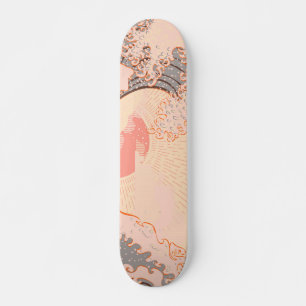 Die große Welle von Kanagawa bei Sonnenaufgang Skateboard
