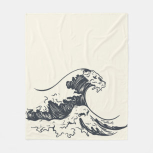 Die große Welle von Kanagawa-Illustration Fleecedecke