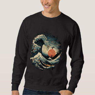 Die große Welle von Kanagawa Japan Art Sunset Cher Sweatshirt