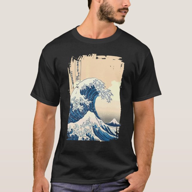 Die große Welle von Kanagawa japanischer Ästhetik- T-Shirt (Vorderseite)